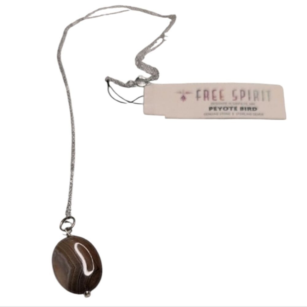 NWT Peyote Bird Sterling Silver And Brown Gemstone Pendent Necklace